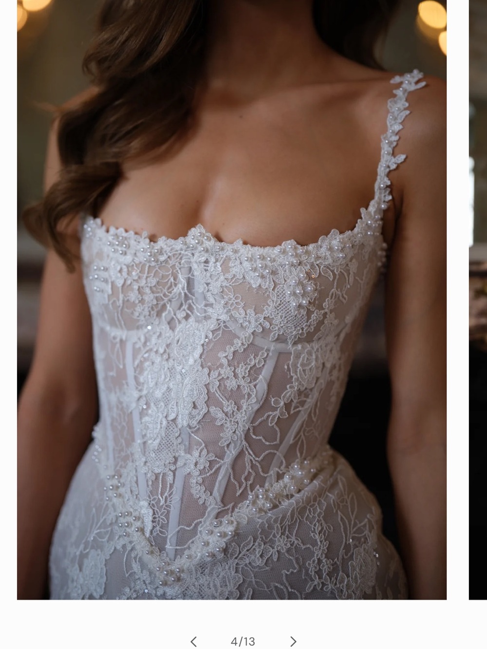 Elegant White Lace Bridal Chemise with Corset Bodiceo - Picture 5 of 8
